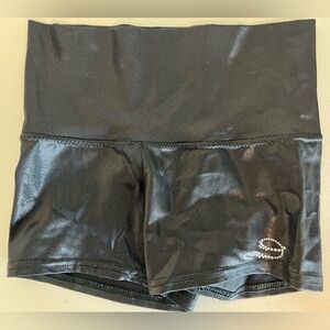 Rhinestone Logo gymnastics shorts in black